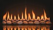 © SI Creative Studio - Dynamic flames dance above a row of smooth, reflective stones, casting a warm glow and creating a captivating visual of elemental power and serene balance