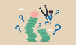 © kadir - Financial instabilit economic recession, crisis or bankruptcy concept, businessman investor falling from stack of unstable money coins