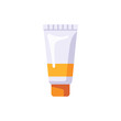 © point of BORT - plastic white orange sunscreen tube, beach skincare product, colorful illustration