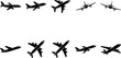 © Muhammad - Airplane silhouette vector set, 10 commercial aircraft icons in various flight angles, black plane symbols for travel and aviation design