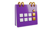 © Maidul - A purple calendar with gold rings and star on a transparent background sits on a desk