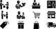 © Al - Retail and shopping icons depicting customer service products store elements with shopping bag