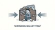 © abiru - Stressed Man Trapped Inside Shrinking Wallet Illustration, Concept of Financial Pressure and Economic Inflation