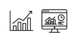 © AlMaruf - Budget forecast and financial forecast icons showing upward trends data analytics future predictions on a bar chart and computer monitor forecast financial prediction analytics computer