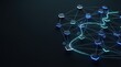 © Giggles - Glowing modular workflow network with routed path and approval symbols on dark background, enterprise orchestration header with left copy space