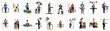 © Juan - Flat vector illustration set of diverse young DJs in trendy streetwear performing with various professional music equipment and festive decorations on white background.