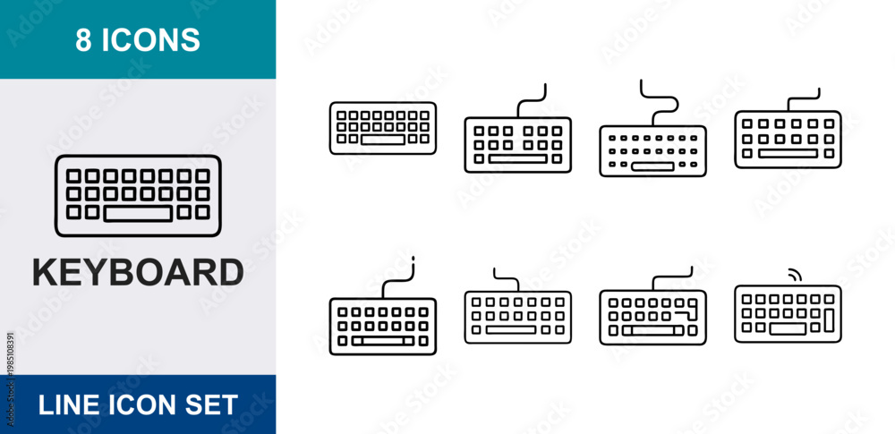 Keyboard Ui Icon Collection 8 Keyboard linear icons computer hardware keys wired wireless ...