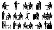 © yachyah - Restaurant Silhouette Icons: People Dining, Serving, Working