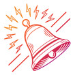 © Min - Hand drawn bell ringing with energy burst.