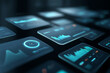 © davitz - Abstract fintech dashboard scene with floating interface cards and clean copy space