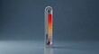 © Khanarhi - 3D thermometer gauge render, vertical temperature indicator visualization, rising heat level concept, critical threshold meter UI, minimal measurement tube design, red zone warning