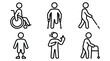 © trirama17 - Set of disability icons depicting mobility symbols.