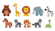 © Julia - Comprehensive set of ten adorable cartoon animal characters representing wild and domestic species from all around the world.