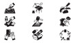 © Vector Galaxy - Leather crafting process icons with crafting material template leatherworker