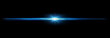 © Ali - Blue intense cinematic lens flare with glowing horizontal streak, abstract optical beam light leak overlay isolated on black background for digital compositions.