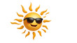 © Sarah - Smiling yellow sun with sunglasses and radiating orange rays