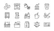 © Vector Galaxy - Coffee shop and cafe service thin line icons set with espresso, interior