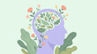© TRSTOCK - Healthy mind concept with brain made of lush green leaves and colorful flowers