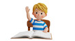 © dodo - Cartoon Boy Raising Hand with Open Book