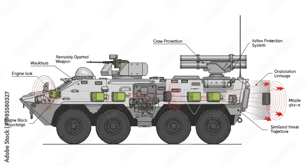 Armoured Protection Armored fighting vehicle with active protection system and missile ...
