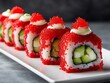 © Suriya - Exquisite Red Sushi Rolls with Creamy Toppings