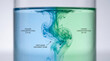 © MYKHAILO KUSHEI - Mixing two liquids in a container shows diffusion process between different concentrations at a science lab