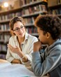 © Lubos Chlubny - Teacher explaining something to student in library
