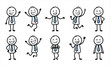 © matahari - Cheerful stick figure business characters displaying positive emotions and energy in a collection