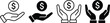 © SK Stock - Hands holding dollar coin icons donation and finance symbol donation business currency exchange