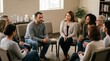 © Olga - Group therapy session with diverse participants in a supportive setting