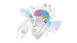 © Adnan - Conceptual illustration of a human head with intricate digital circuits, colorful shapes, and geometric patterns representing artificial intelligence.