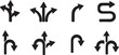 © Ammara - road direction arrow black icon set vector illustration