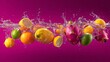 © StudioFF - Assorted Fruits Levitating with Water Splashes / 水しぶきと共に浮遊する様々なフルーツ