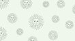 © Ahamed - Vintage style seamless pattern of celestial suns with human faces and long rays on a soft light green background for textile print.