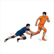 © Mochiroski - Illustration of two male athletes competing in a game of kabaddi, a South Asian team sport played by two teams, of seven players each