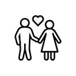 © Vectorart420 - Black line art of a loving couple holding hands with a heart