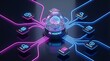© BusTech - AI agentic workflow automation artificial intelligence agent software interface nodes triggers data tool dashboard coding icon flow process database technology 3d rendering.