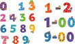 © MstRozinaAkter - Colorful Cartoon Number Characters Set Zero to Nine with Cute Faces and Small Animal Friends Kids Math Learning Vector Illustration