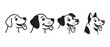 © Safali - Set of dog head illustrations with open mouths and tongues out, smiling.