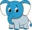 © Parrot Graphic - Cute Sad Blue Elephant Cartoon Character Vector Illustration with Worried Expression