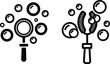 © Saidurra12 - magnifying glass and bubble wand with bubbles floating around them