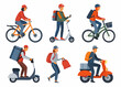 © bashanti - Diverse delivery personnel utilizing various transportation methods for quick service