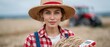 © OleksandrZastrozhnov - Woman measuring grain moisture in field wearing straw hat