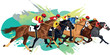 © Tamim - Horses and jockeys racing on a track with motion blur effect applied