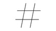 © Choyan - A minimalist black line vector icon illustration of a bold hashtag symbol isolated on a white background, ideal for social media tagging, web design, branding, and digital communication projects.