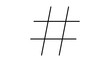 © Choyan - Minimalist black line hashtag vector icon illustration, hand-drawn bold pound sign symbol for social media tagging, trending topics, and digital communication, isolated on a white background.