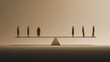 © Aillusionist - Minimal human balance concept with people standing on scale beam, social equality, justice, fairness, inclusion, diversity, representation and balanced society with copy space