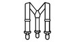 © Saim - Minimalist black and white line icon vector illustration of classic men's suspenders or braces, a stylish fashion accessory for formal wear, suits, and vintage outfits, scalable flat design.