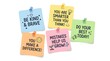 © Fatema Khanam Chy - Collection of five motivational and inspirational sticky notes pinned with pushpins isolated on a white background