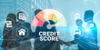 © InfiniteFlow - Two business professionals engage in a handshake while a digital credit score gauge and financial icons represent success and analytics in the modern financial landscape. Ledger